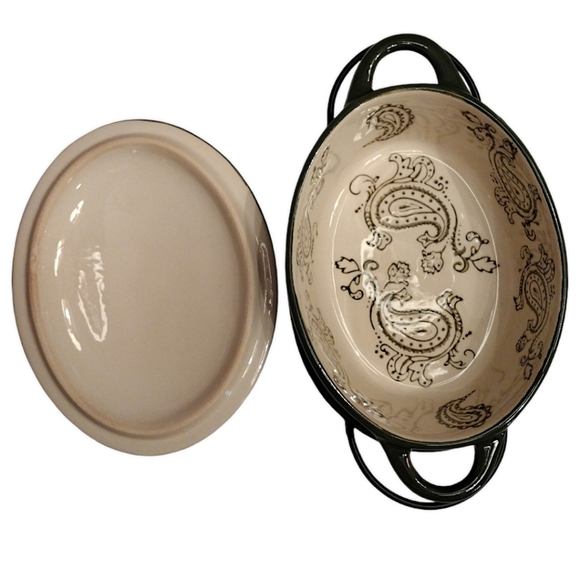 Temp-tations Presentable Ovenware by Tara Vintage Paisley Stoneware in Green 9oz - Picture 6 of 10